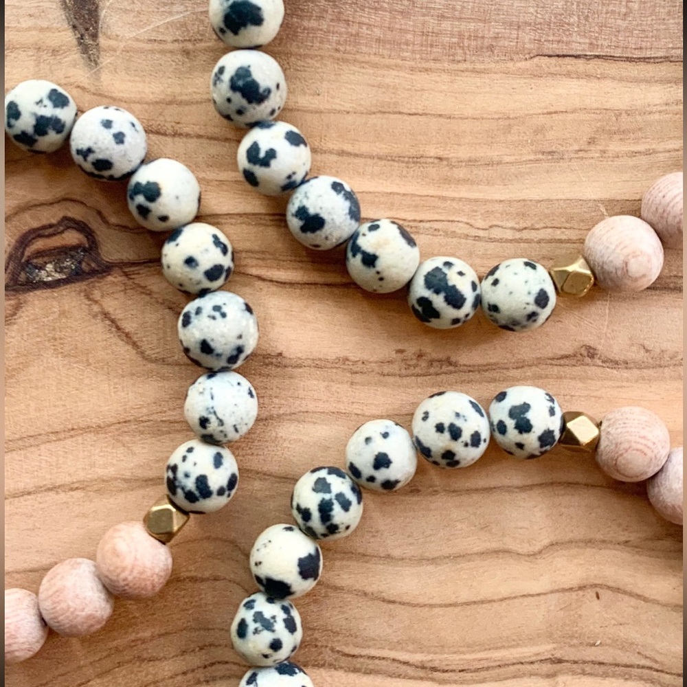 Boho Beaded Festival Stack Bracelets | Dalmatian Jasper | Essential Oil Diffuser